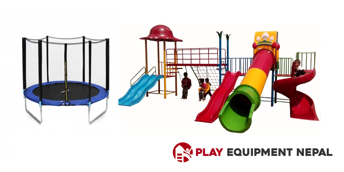 Outdoor Play Station With Double Slide, Net Climbing, Spiral and Dome