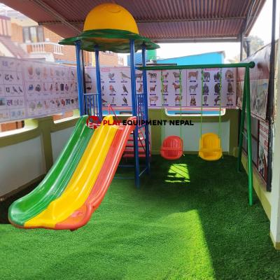 Kids Big Double Slide Dome Set with Swing Outdoor Play Equipment