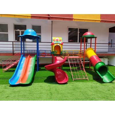 Best Outdoor Kids Play Station With 8 Ft Double Slide, Climbing, Spiral and Big Tunnel - 22 Ft