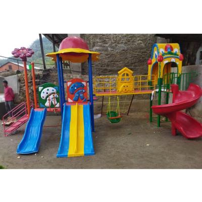 Outdoor Play Station With Double and Single Slide, Sprial Swing, Climbing and Dome House E8 - 20 Ft.