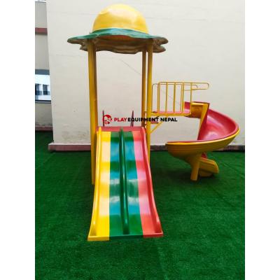 Happy Kids Outdoor Play Station Double Slide with Dome, Spiral Set - 9 Ft.