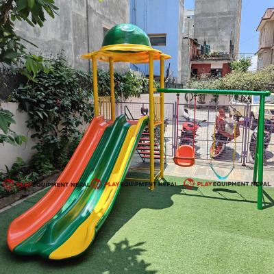 Kids Big Double Slide Dome Set with Swing Outdoor Play Equipment