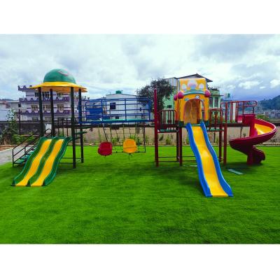 Kids Big Play Station with Double Slide Dome, Swing, Climbing, Single Slide with House and Spiral  - 24 Ft.