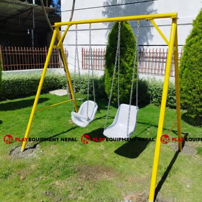 Kids Garden Double Seats Swing Metal Frame and Fiber Seat Heavy Rope Type: Chain