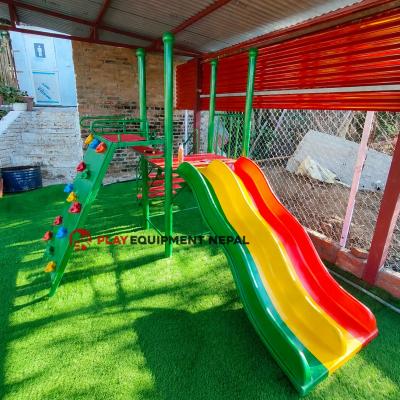 Kids Double Slide 6 Ft with Rock Climbing  Kids Outdoor Play Equipment Set