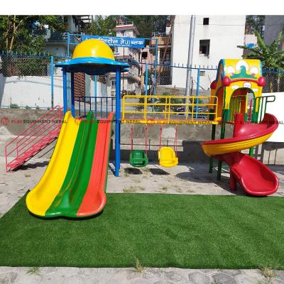 Kids Outdoor Morden Play Station With Big Double Slide with Dome, Mini Swing, Sprial and Dom House - 16 Ft. Set