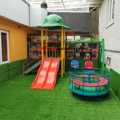 Most Popular Kids Double Slide with Dome Set and Swing with Merry Go Round Play Equipment Set
