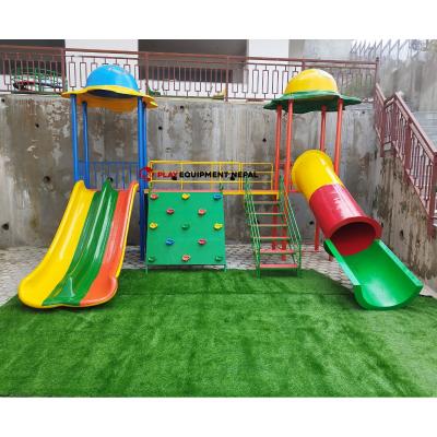 Popular Kids Multi Outdoor Play Sets with Double Deluxe 9Ft Slide, Rock Climbing, Tunnel with Dome - 16 Ft