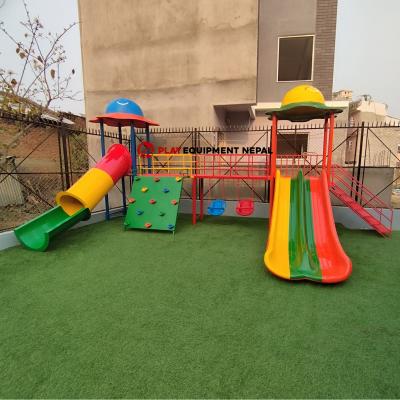 Tranding Kids Fun Multi Outdoor Ok Play Station 9Ft Double Slide with Dome, Mini Swing, Rock Climbing, Tunnel with Dome - 21 Ft Set